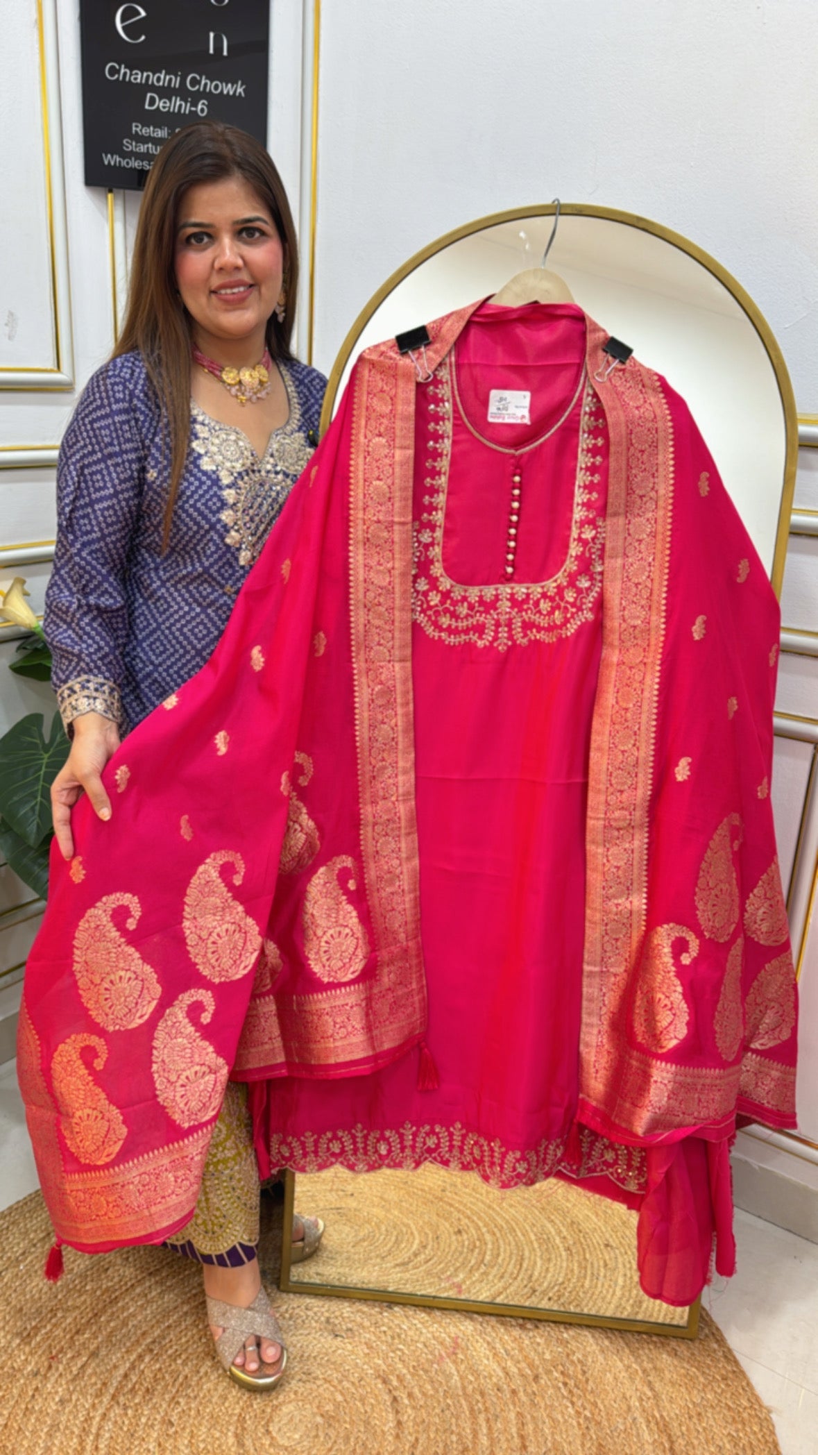 Festival special pure silk designer neck with weaved banarasi dupatta GF 644